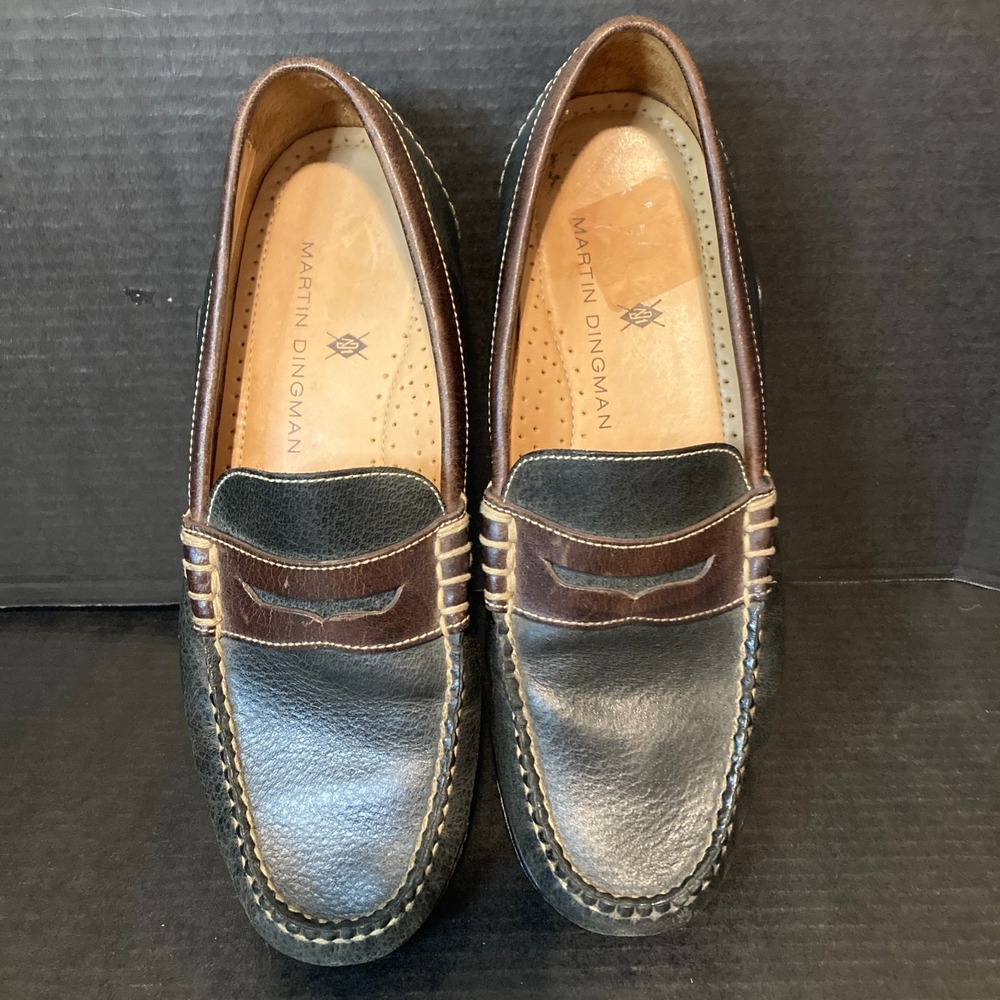 Martin Dingman Mens Water Buffalo Leather Bill Penny Loafer Sz 8.5M Walnut Brown